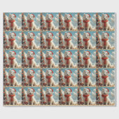 Samojed Honden Kerstmis Vintage Strand Cadeaupapier (Vlak)