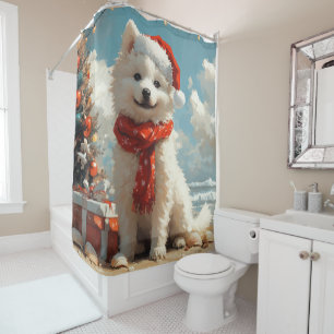 Samojed Honden Kerstmis Vintage Strand Douchegordijn