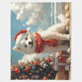 Samojed Honden Kerstmis Vintage Strand Fleece Deken (Voorkant)