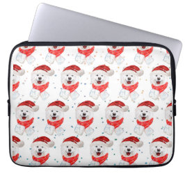 Samojed Hondenras Kerststerren Laptop Sleeve