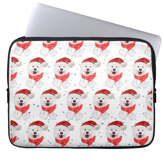 Samojed Hondenras Kerststerren Laptop Sleeve (Voorkant)