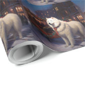 Samojed Kerst Feestelijke Periode Cadeaupapier (Rol Hoek)