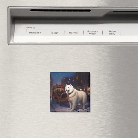 Samojed Kerst Feestelijke Periode Magneet (Insitu (Vaatwasser))