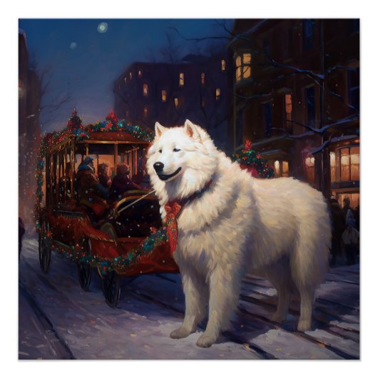 Samojed Kerst Feestelijke Periode Perfect Poster (Voorkant)
