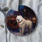 Samojed Kerst Feestelijke Periode Ronde Button 6,0 Cm (In situ)