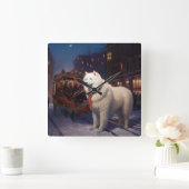 Samojed Kerst Feestelijke Periode Vierkante Klok (Huis)