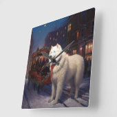 Samojed Kerst Feestelijke Periode Vierkante Klok (Hoek)