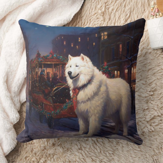 Samojed Kerst Feestelijke Seizoen  Kussen (Deken)