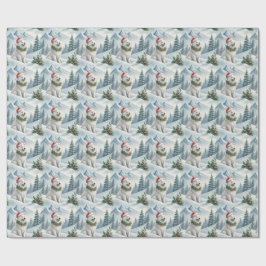 Samojed Kerst Inpakpapier, Winterhond Cadeau Cadeaupapier