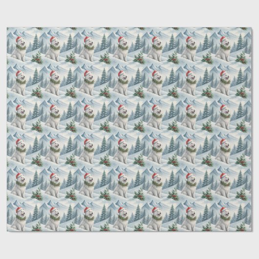 Samojed Kerst Inpakpapier, Winterhond Cadeau Cadeaupapier (Vlak)