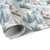 Samojed Kerst Inpakpapier, Winterhond Cadeau Cadeaupapier (Rol Hoek)