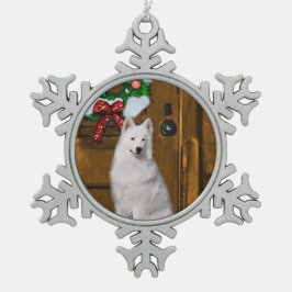 Samojed Kerstmis Tin Sneeuwvlok Ornament