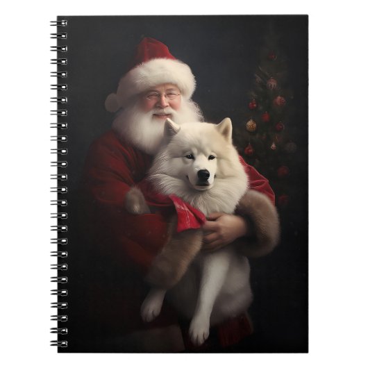 Samojed met de Kerstman Feestelijke Kerstmis Notitieboek (Voorkant)