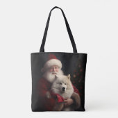 Samojed met de Kerstman Feestelijke Kerstmis Tote Bag (Achterkant)