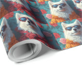 Samojed met Hartrozen Valentijnsdag Cadeaupapier (Rol Hoek)