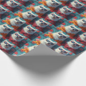 Samojed met Hartrozen Valentijnsdag Cadeaupapier (Hoek)