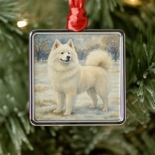 Samojed Metalen Ornament (Boom)