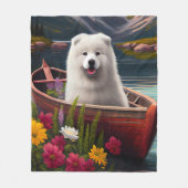 Samojed op een peddel: Een landschapsavontuur Fleece Deken (Voorkant)