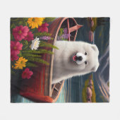 Samojed op een peddel: Een landschapsavontuur Fleece Deken (Voorkant (Horizontaal))