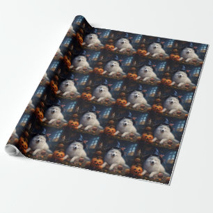 Samojed Pompoenen Halloween Griezelen Cadeaupapier
