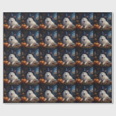 Samojed Pompoenen Halloween Griezelen Cadeaupapier (Vlak)