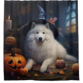 Samojed Pompoenen Halloween Griezelen Douchegordijn (Voorkant)