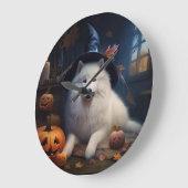 Samojed Pompoenen Halloween Griezelen Grote Klok (Hoek)