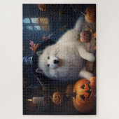 Samojed Pompoenen Halloween Griezelen Legpuzzel (Verticaal)