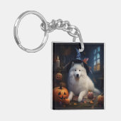Samojed Pompoenen Halloween Griezelen Sleutelhanger (Voorkant Links)