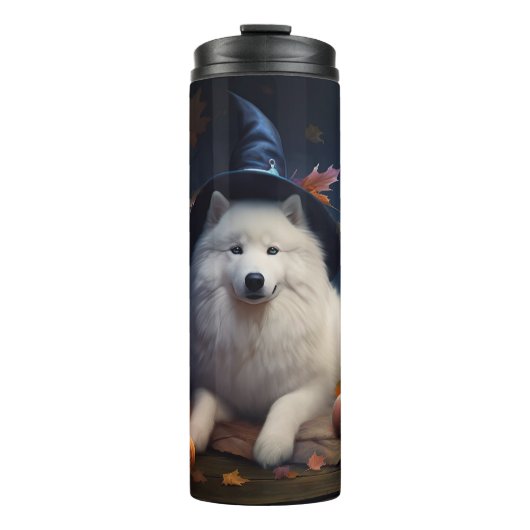 Samojed Pompoenen Halloween Griezelen Thermosbeker (Voorkant)