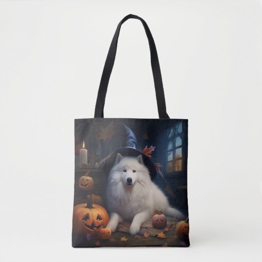 Samojed Pompoenen Halloween Griezelen Tote Bag (Voorkant)