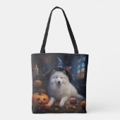 Samojed Pompoenen Halloween Griezelen Tote Bag (Achterkant)