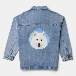 Samojed Puppy Schilderij - Mooie Originele Hond Ku Denim Jacket