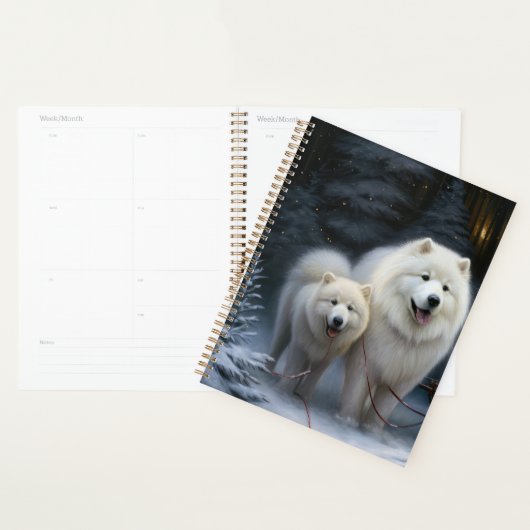 Samojed Sneeuw Slede Kerst Decoratie Planner (Display)