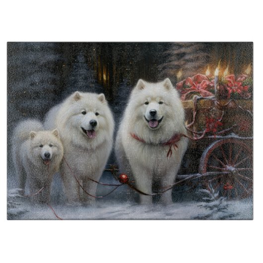 Samojed Sneeuw slee Christmas decoratie Snijplank (Voorkant)