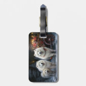 Samojed Sneeuw slee Kerst Decoratie Bagagelabel (Achterkant verticaal)