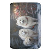 Samojed Sneeuw Sleebellen Kerst Decoratie Badmat (Voorkant Verticaal)