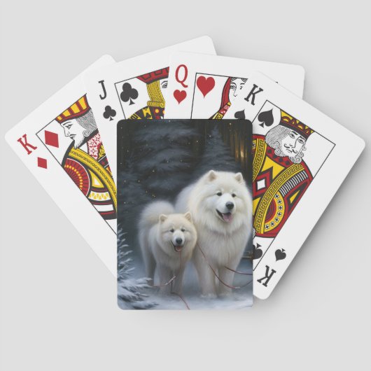 Samojed Sneeuw Sleebellen Kerst Decoratie Pokerkaarten (Achterkant)