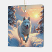 Samojed Sneeuwberg Avontuur Kerstmis Keramisch Ornament (Links)