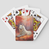 Samojed tussen herfstbladeren inspireert pokerkaarten (Achterkant)