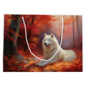 Samojed tussen vallende herfstbladeren inspireert groot cadeauzakje (Achterkant)
