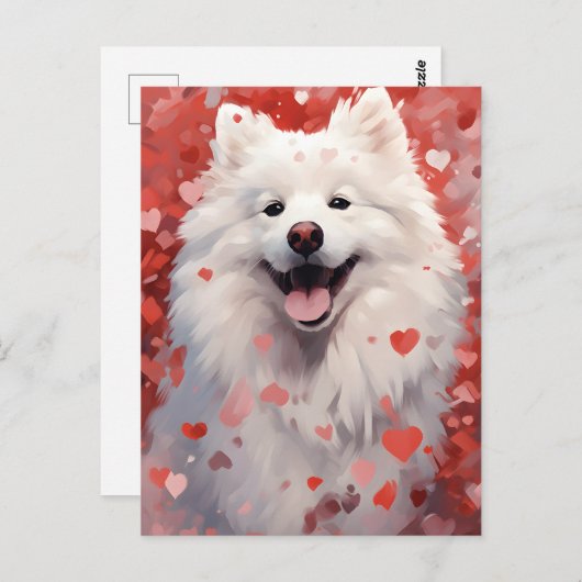 Samojed Valentijnsdag Briefkaart (Voorkant / Achterkant)