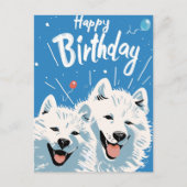 Samojed verjaardagskaart briefkaart (Voorkant)