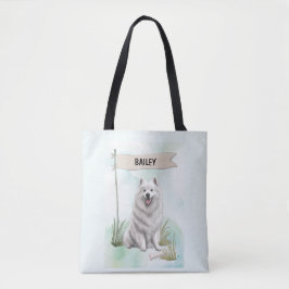 Samojed waterverf persoonlijk honden tote bag