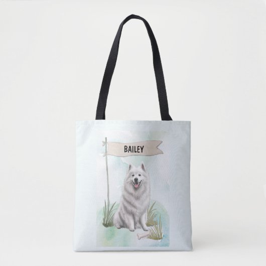 Samojed waterverf persoonlijk honden tote bag (Voorkant)