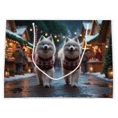 Samojeden Honden Kerst Sneeuw Vakantie Groot Cadeauzakje (Voorkant)