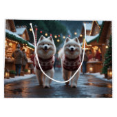 Samojeden Honden Kerst Sneeuw Vakantie Groot Cadeauzakje (Achterkant)