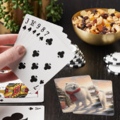 Samojedische hond in sneeuw Kerstmis Pokerkaarten (Insitu)