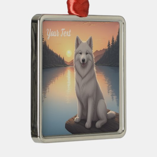 Samojeed bij Lake Metalen Ornament (Rechts)