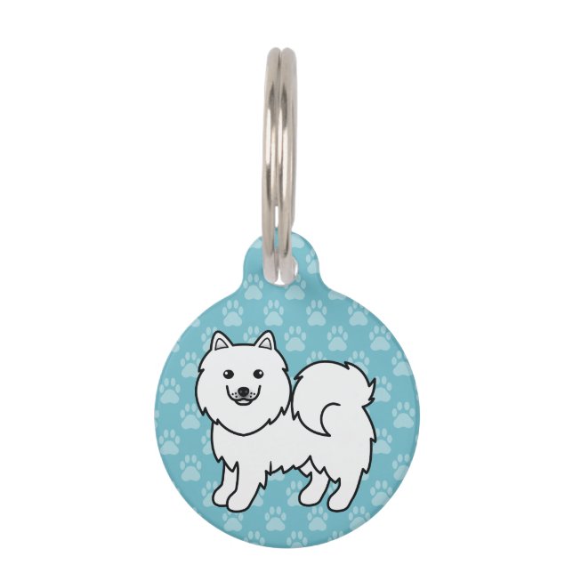 Samojeed Cartoon Hond Huisdierpenning (Voorkant)